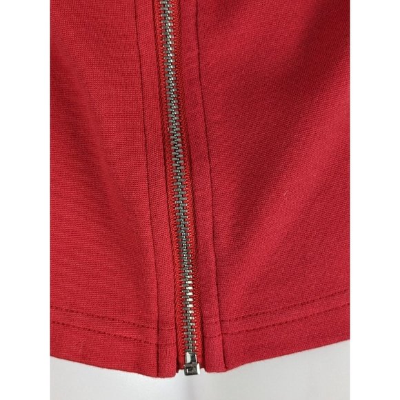 Portmans Womens Top Size Medium Red Long Sleeve V-Neck Zip-up Fitted Blouse - Picture 6 of 9